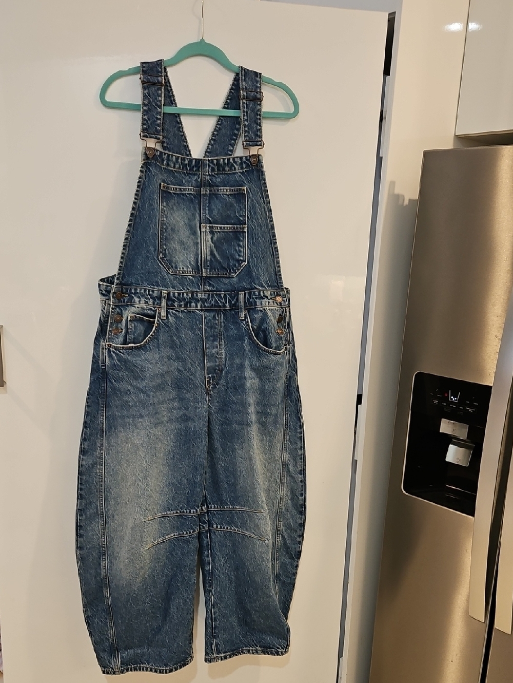 We The Free Washed Blue Denim Overalls Romper